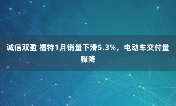 诚信双盈 福特1月销量下滑5.3%，电动车交付量骤降