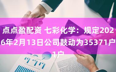 点点盈配资 七彩化学：规定2026年2月13日公司鼓动为35371户