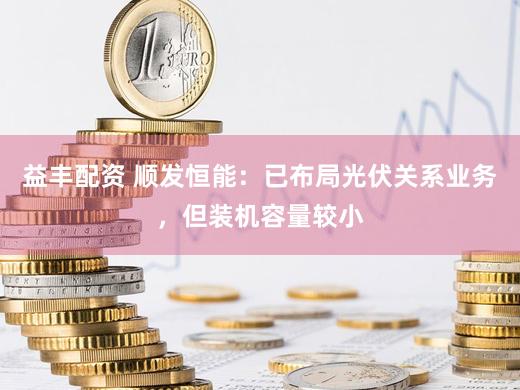 益丰配资 顺发恒能：已布局光伏关系业务，但装机容量较小